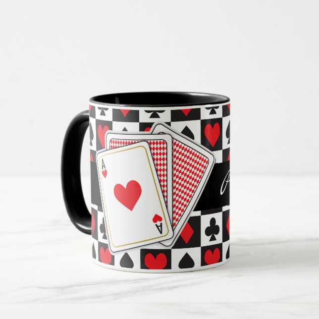 Poker Spielkarte Kaffeekarte Tasse (Vorderseite Links)