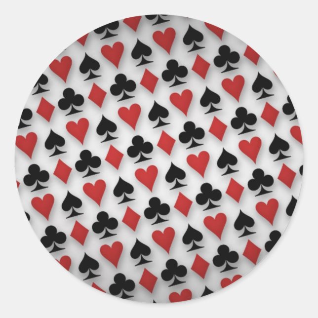 Poker-Spielkarte-Muster-Entwurf Runder Aufkleber (Vorderseite)