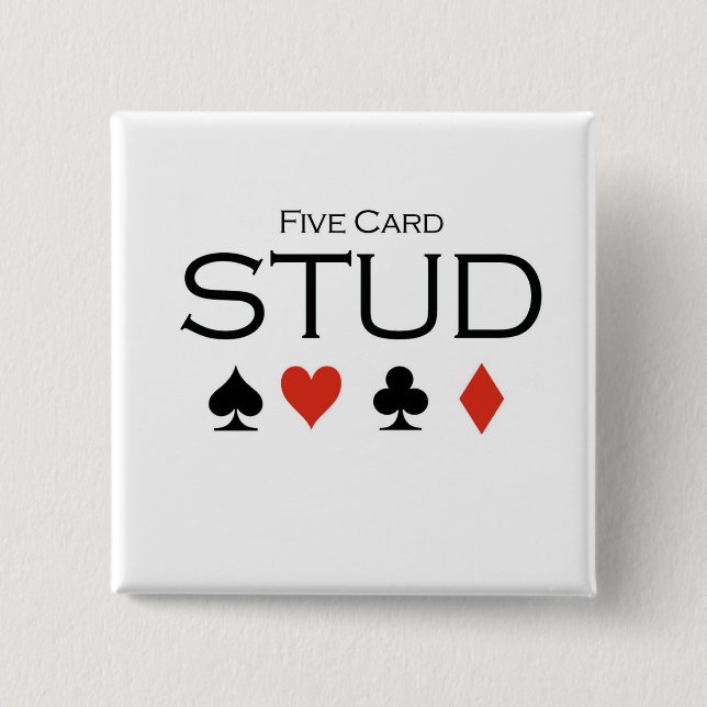 Poker-T - Shirts: "Bolzen mit fünf Karten " Button (Vorderseite)