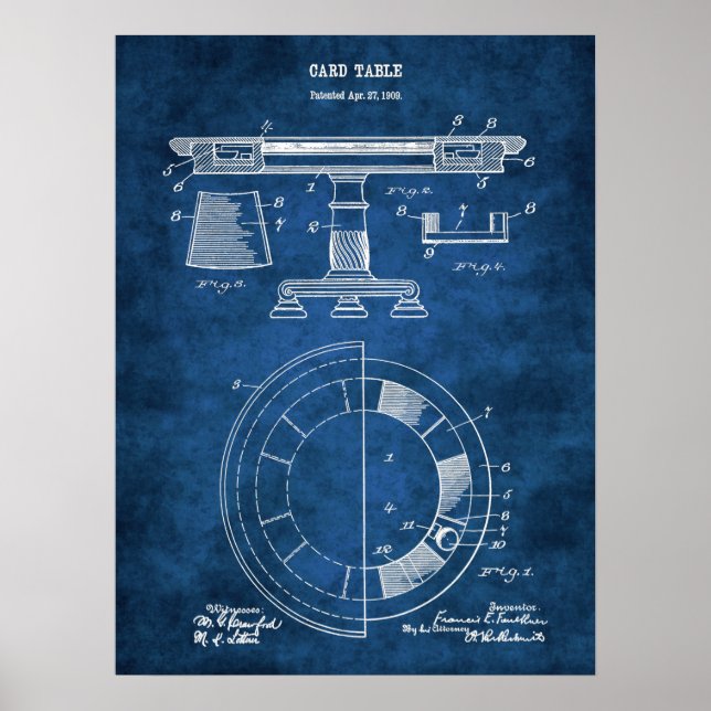 Poker Table Patent Design Decor Poster Nr. 1 (Vorne)