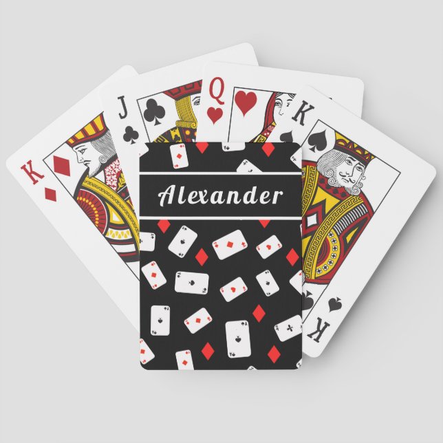 Poker Thema Kartenspielen Diamanten sein Name Schw Spielkarten (Rückseite)