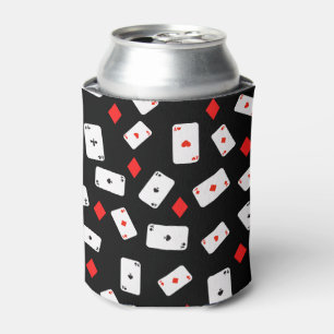 Poker Themed Playing Cards und Red Diamond Muster Dosenkühler