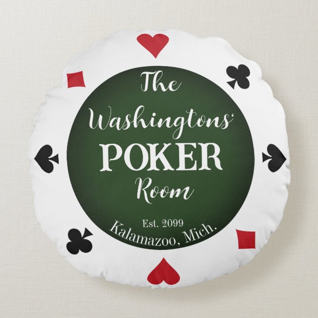 Poker-Thread für klassische Spielkarten Rundes Kissen (Vorderseite)