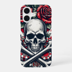 Poker-Totenkopf-Handyhülle iPhone 16 Hülle