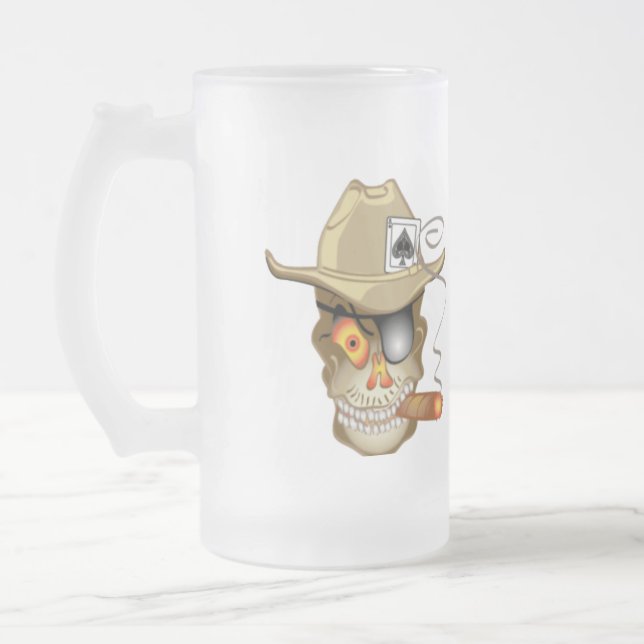 POKER TOURNAMENS Mattierte Glass Bier Tasse (Links)