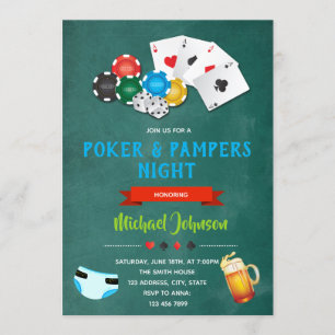 Poker und Windeln Party Einladung