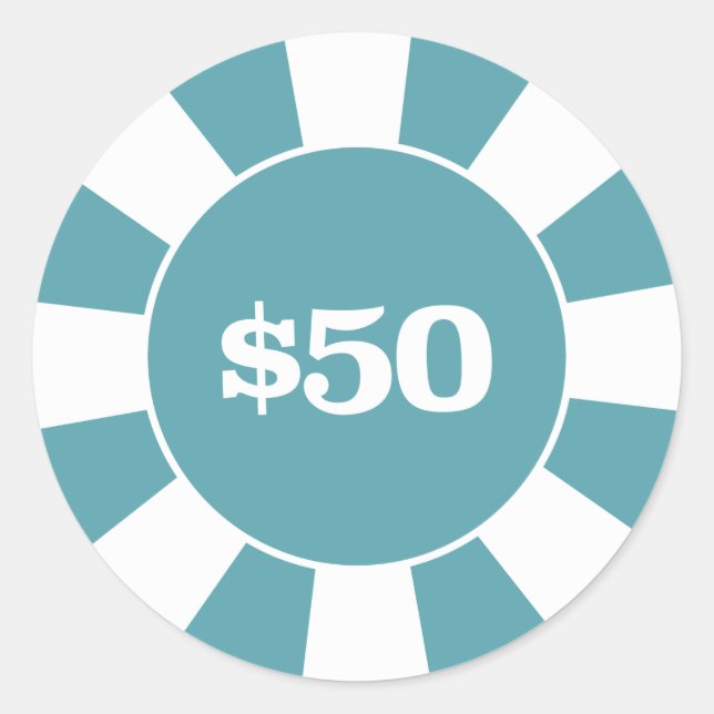 Poker Untersetzer 50 Blau Runder Aufkleber (Vorderseite)