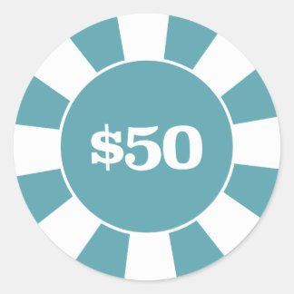 Poker Untersetzer 50 Blau Runder Aufkleber