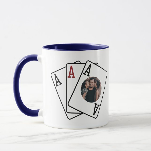 Poker Vater Drei Asse Foto Rahmen Tasse Geschenk (Links)