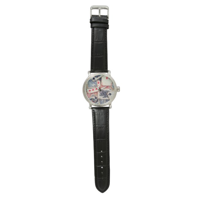 "Poker" Vintage Lederuhr Armbanduhr (Flach)