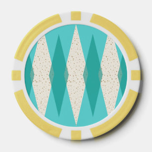 Pokerchips im Mid-Century-Modern-Argyle-Design