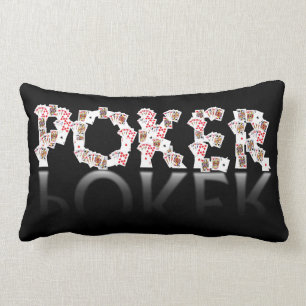 Pokerlogo auf schwarzem Hintergrund Lendenkissen