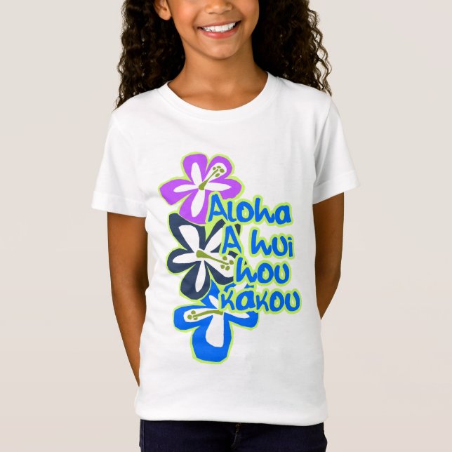 Pokii Hawaiian Floral Aloha Design T-Shirt (Vorderseite)