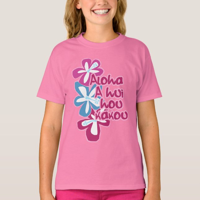 Pokii Hawaiian Floral Aloha Design T-Shirt (Vorderseite)
