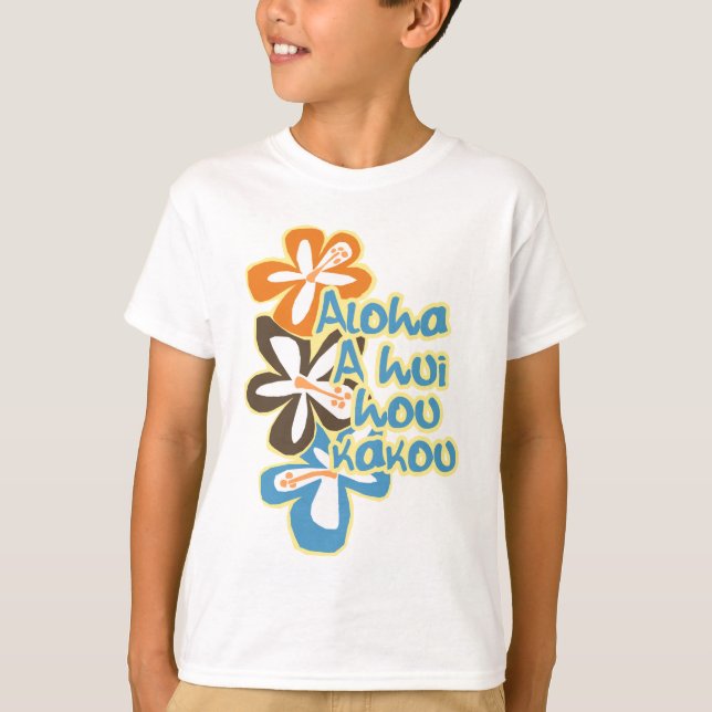 Pokii Hawaiian Floral Aloha Design T-Shirt (Vorderseite)