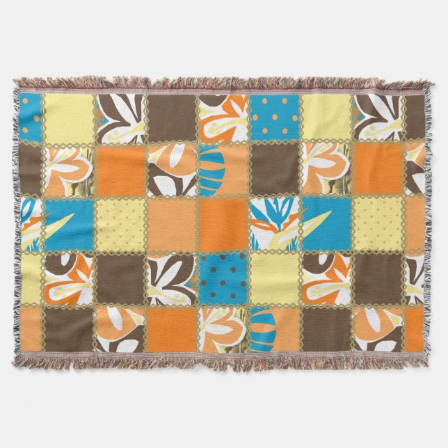 Pokii Hawaiian Floral and Dot Patchwork Blankets Decke (Vorderseite)