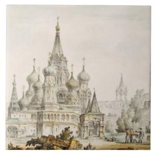 Pokrovsky-Kathedrale und Spassky-Turm Fliese