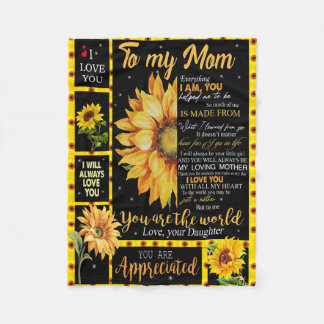 Polaire à ma mère couverture de tournesol noir, cadeau pou