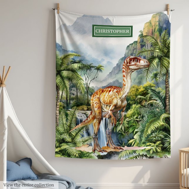 Polaire Antique couverture Dinosaur Nom de l'enfant person (Antique Dinosaur Blanket Personalized with Child Name)