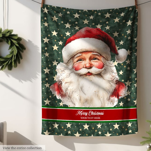 Polaire Aquarelle confortable Santa Claus Couverture de No (Cozy Watercolor Santa Claus Christmas Blanket )