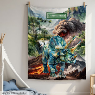 Polaire Aquarelle Couverture Dinosaure Cadeau Personnalisé