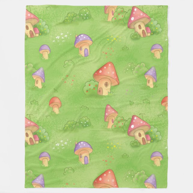 Polaire Bébé couverture avec champignons (Devant)