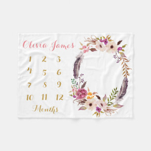Polaire Bébé Fille Jalon mensuel couverture bébé