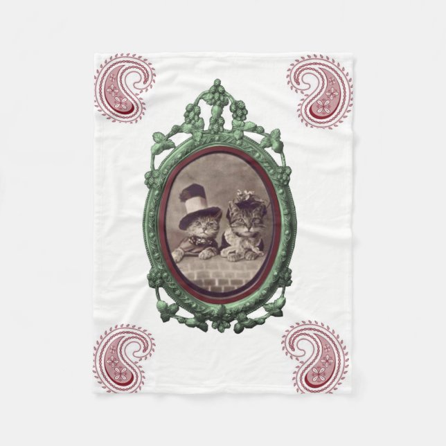 Polaire blanc kitten chaton blanc personnalisé couverture (Devant)