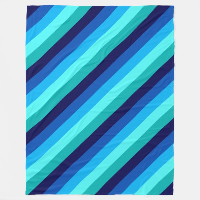 Polaire Bleu Icy Turquoise rayures Grande couverture en po (Devant)