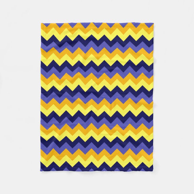 Polaire Bleu Jaune Or Chevrons Petite couverture en polair (Devant)