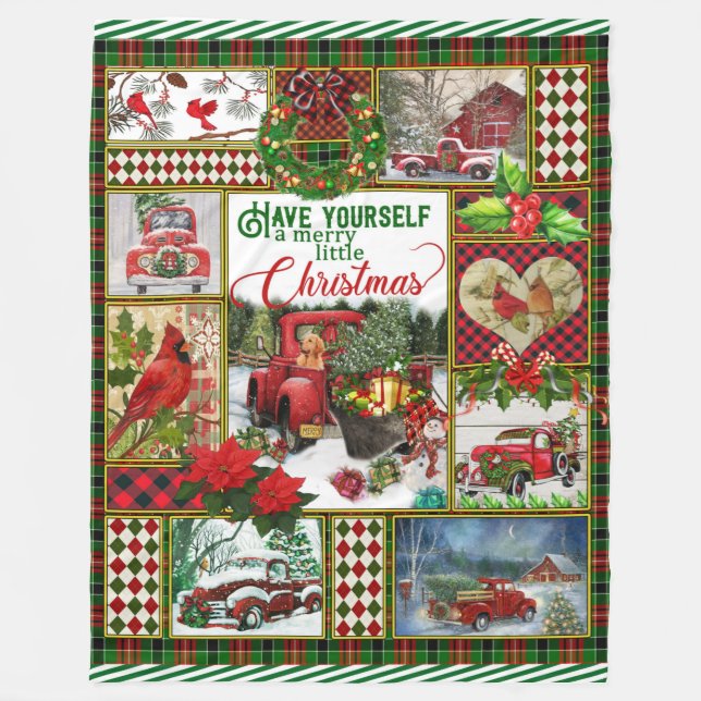 Polaire Cadeau de Noël Camion Rouge Voiture Couverture de  (Devant)