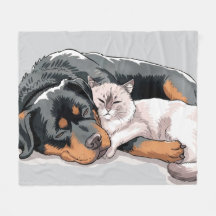 Cat et chien Rottweiler Cat Couverture Love Cuddle