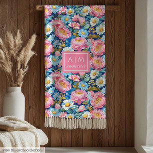 Polaire Chic bleu rose pastel préppy floral couverture cad