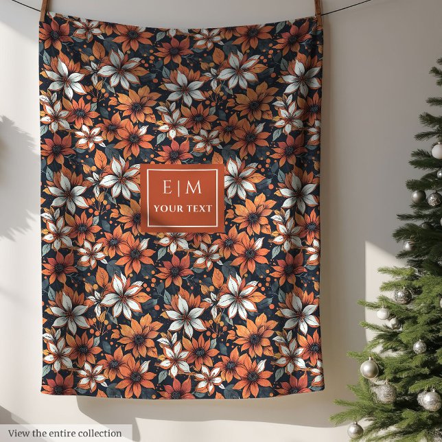 Polaire Chic couverture en terre cuite avec fleurs d'autom (Chic terracotta blanket with autumn flowers)