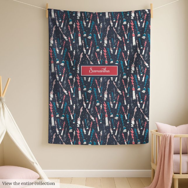 Polaire Chic retour à la couverture de l'école avec nom pe (Chic back to school blanket with custom name & charm)