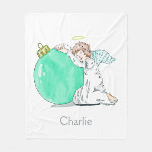 Polaire Christmas Angel nom personnalisé fleece couverture