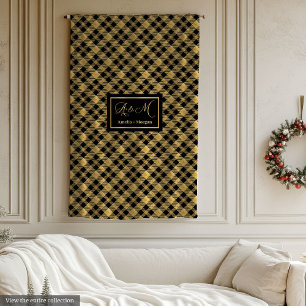 Polaire Couverture à carreaux Lux noir or idée cadeau exté