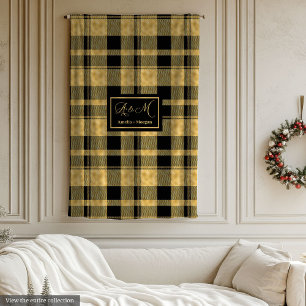 Polaire Couverture à monogramme élégant noir or cadeau d'a