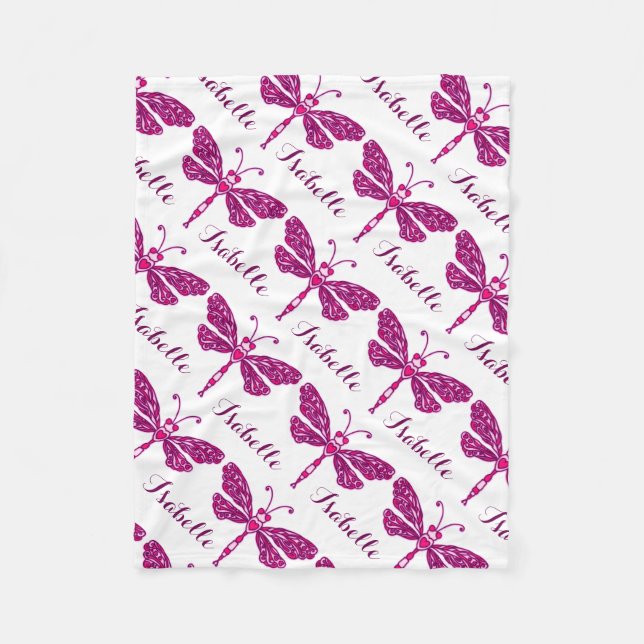 Polaire Couverture à motifs stylisée de libellule rose (Devant)