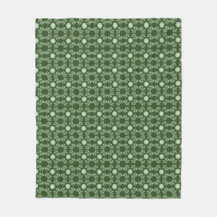 Polaire Couverture aztèque vert-foncé de motif de feuill