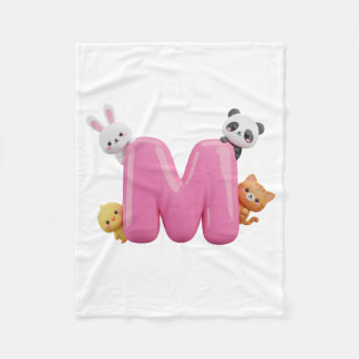 Polaire Couverture bébé en molleton rose avec lettre M en 