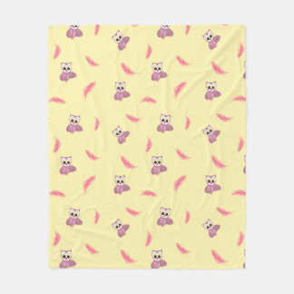 Polaire Couverture bébé jaune douillette avec hibou et plu