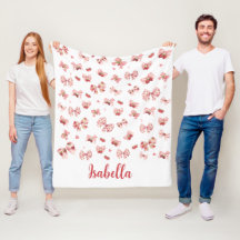 Couverture bébé personnalisée avec des nœuds roses
