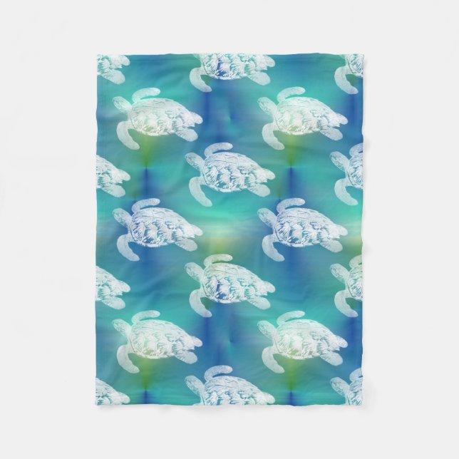 Polaire Couverture bleue d'ouatine d'Aqua de tortues de (Devant)
