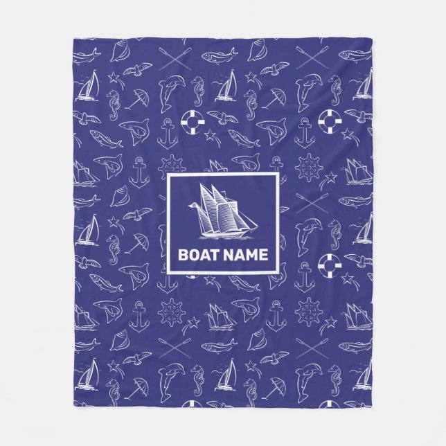 Polaire Couverture Bleue Marine de Conception Nautique (Devant)