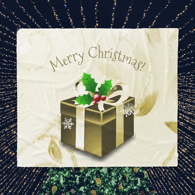 Polaire Couverture cadeau de Noël Or (Gold Christmas Gift Holiday Blanket)