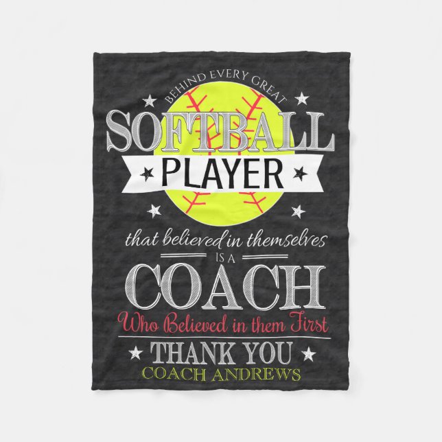 Polaire Couverture cadeau Merci entraîneur de softball (Devant)