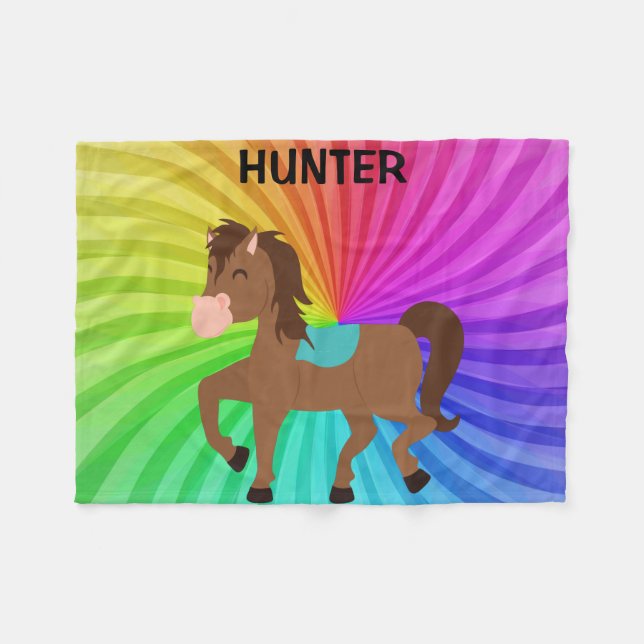 Polaire Couverture Cheval & Rainbows personnalisée pour le (Devant (Horizontal))