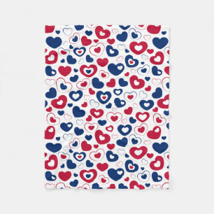Polaire Couverture Coeurs rouge et bleu