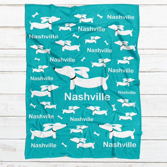 Polaire Couverture Dachshund turquoise sur mesure pour chi (Créateur téléchargé)